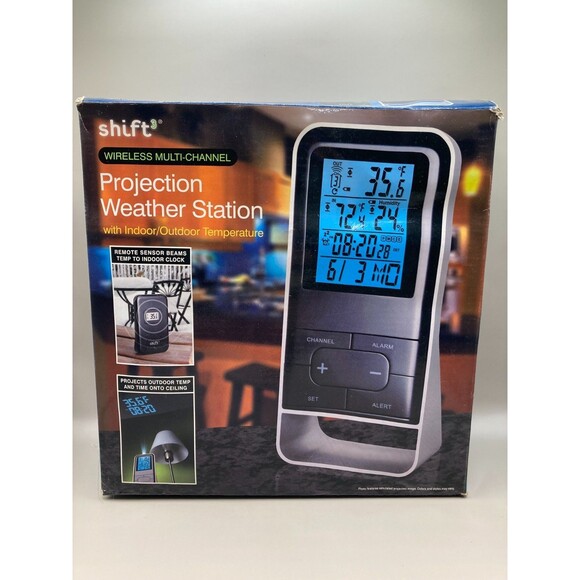 Shift3 Wireless Projection Weather Station Indoor Outdoor Temp Clock - Picture 1 of 6